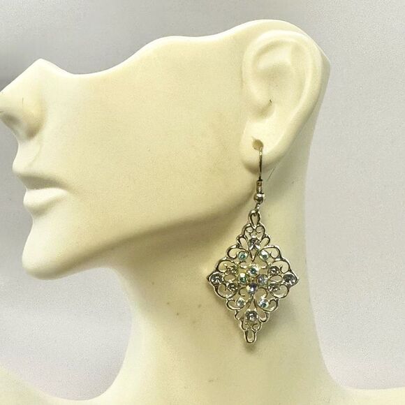 Silver tone rhinestone drop earrings Jewelry - Silver tone rhinestone drop earrings
